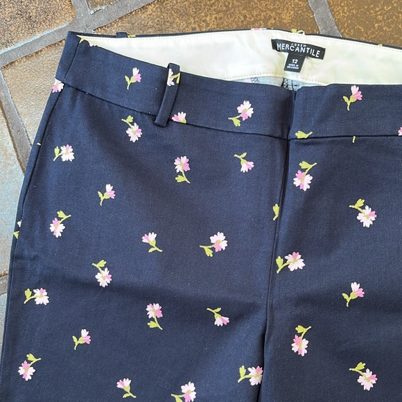 NWT J. Crew Mercantile Navy & Pink Floral Print Cropped Pant - Picture 5 of 13